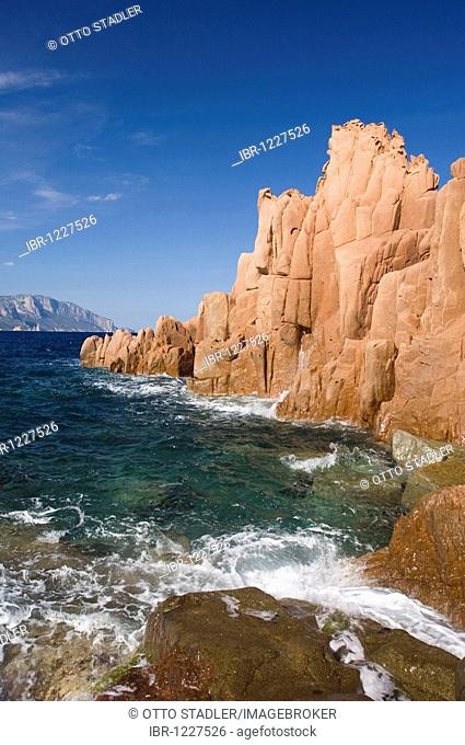 Rock formation, rocky coast, Red Rocks, porphyry rocks of Arbatax, Sardinia, Italy, Europe