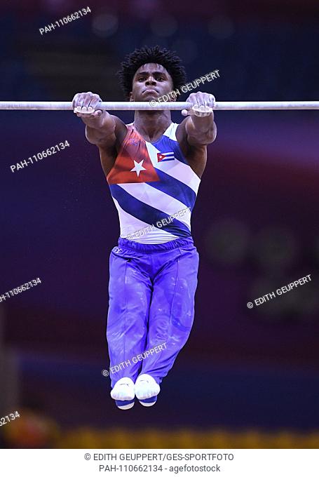 Manrique Larduet (CUB) on the horizontal bar. GES / Gymnastics / Gymnastics World Championships in Doha, Qualification, 26.10