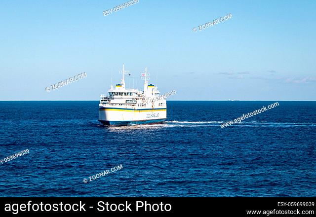 Gozo Channel Line Ferry M/S Ta'Pin between M?arr and ?irkewwa Harbour on the open sea