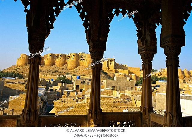 Views of the fort from Salam Singh Ki Haveli. Jaisalmer. Rajasthan. India