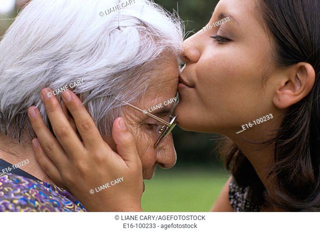 Hispanic grandmother and grandchild