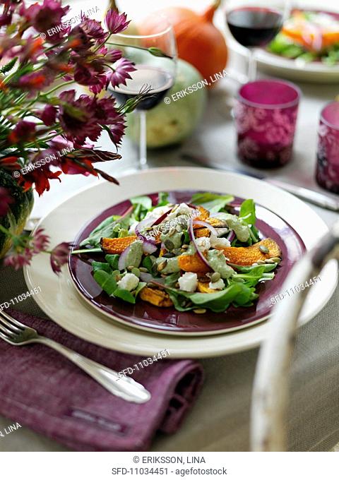 Salad with pumpkin slices