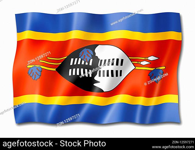 Swaziland flag, three dimensional render, isolated on white