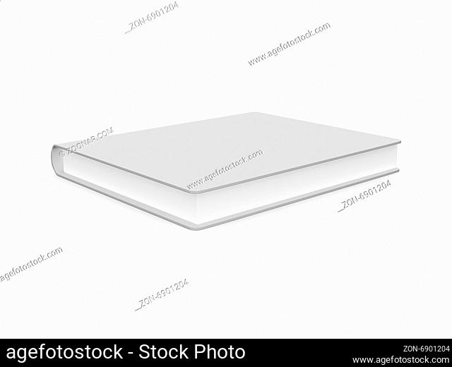 Single realistic book with blank cover template, isolated on white background