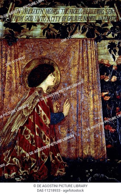 Annunciation, detail of the triptych The Annunciation and the Adoration of the Magi, 1861, by Edward Burne-Jones (1833-1898), oil on canvas
