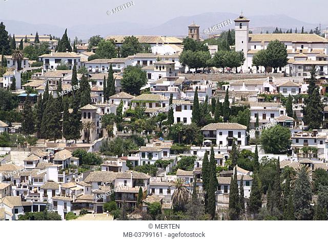 Spain, Andalusia, grain Ada,  view at the city, old town Albaicin,   Europe, Southern Europe, Iberian peninsula, destination, city, district, houses, residences
