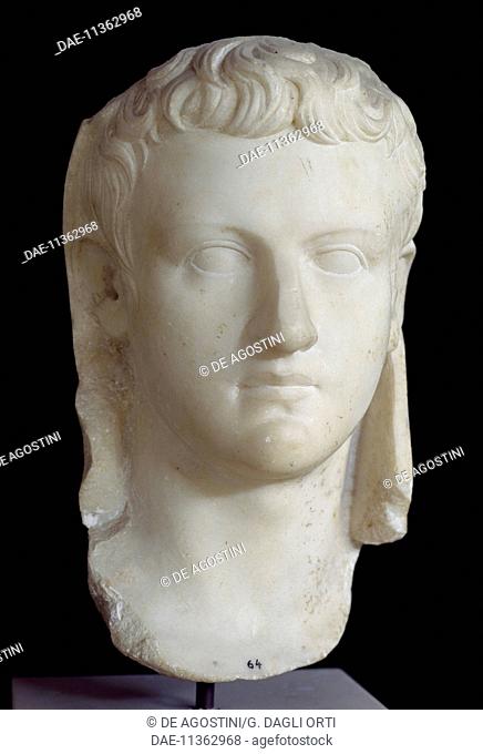 Head of a female member of the Julio-Claudian family, artefact uncovered in Gortyn, Crete, Greece. Roman Civilisation, 1st century