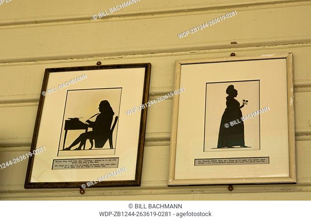Bergen Norway composer Edward Grieg Museum home interior silhouette artwork of Edward and his wife in house of Norways favorite composer