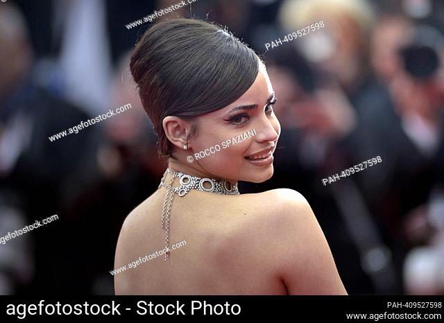 CANNES, FRANCE - MAY 20:Sofia Carson , attend the ""Killers Of The Flower Moon"" red carpet during the 76th annual Cannes film festival at Palais des Festivals...