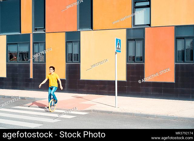 urban, crosswalk, unicycle