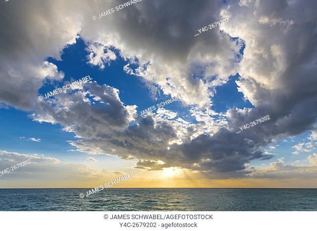 Later afternoon dramatic sunset sky over the Gulf of Mexico from Caspersen Beach in Venice Florida