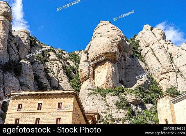 Sanctuary of Our Lady of Montserrat, place of worship on top of the mountain. Montserrat is a rock massif traditionally considered the most important and...