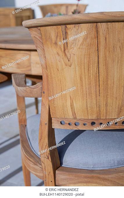 Close-up of a cropped armchair chair; Dana Point; California; USA