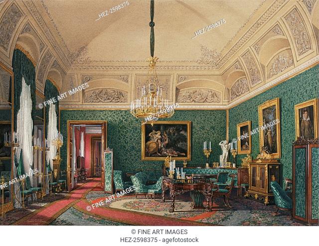 Interiors of the Winter Palace. The First Reserved Apartment. The Small Study of Grand Princess Maria Nikolayevna, 1867. Found in the collection of the State...