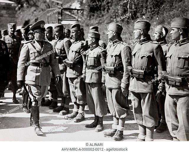 Benito Mussolini controls the troops of the Kingdom of Yugoslavia, shot 1937