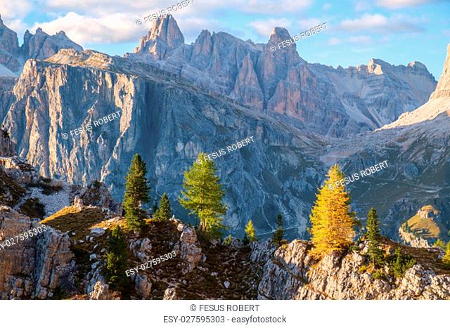 Tofana range after the sunset , Dolomite Alps, Italy