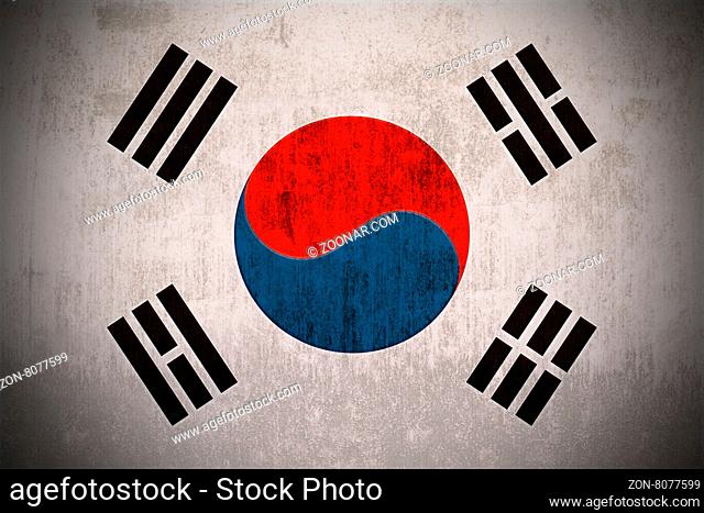 Weathered Flag Of South Korea, fabric textured