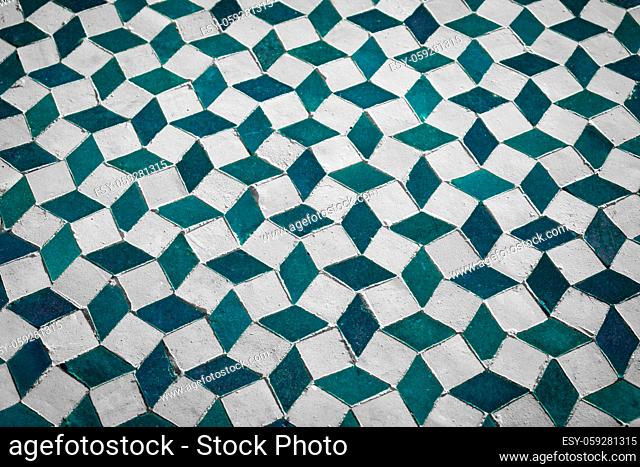 mosaic pattern background , old table 3d cubes -