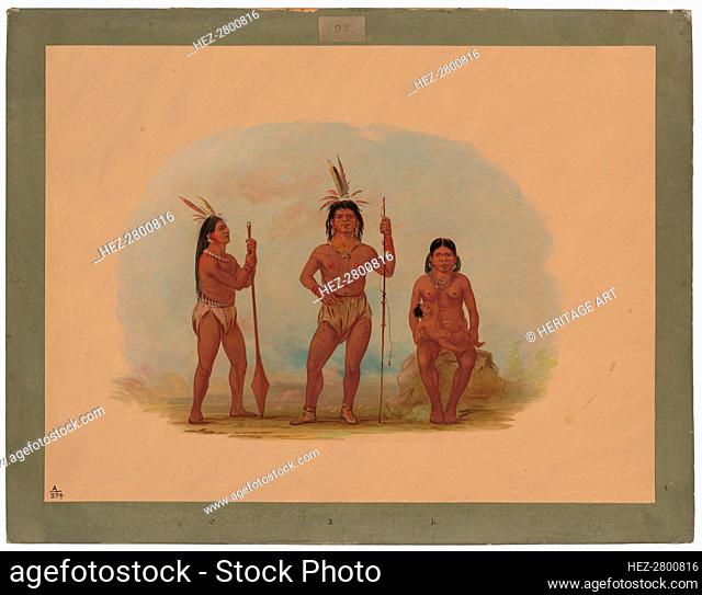 Klahoquaht Chief, His Wife, and Son, 1855/1869. Creator: George Catlin