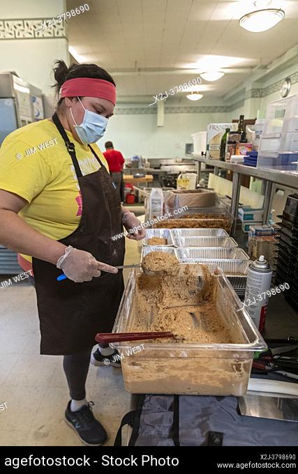 Detroit, Michigan - The Upcycling Kitchen at Jefferson Avenue Presbyterian Church makes ready-to-eat healthy meals from donated food that would otherwise have...