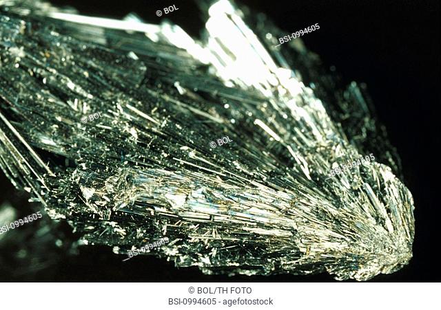 <BR>Worldwide distribution except for United Kingdom and Germany.<BR>Antimonite or stibnite (sulfide class of minerals) is an antimony sulfide
