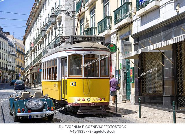 Old tram, Praca de Luis de Camoes, Largo Camoes, Camoes Square, Lisboa, Lisbon, Portugal
