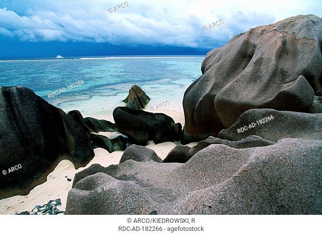 Granite boulders, La Digue Island, Seychelles, Indian Ocean