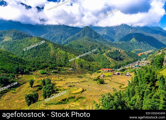 Amazing view on mountain and Sapa village, Vietnam
