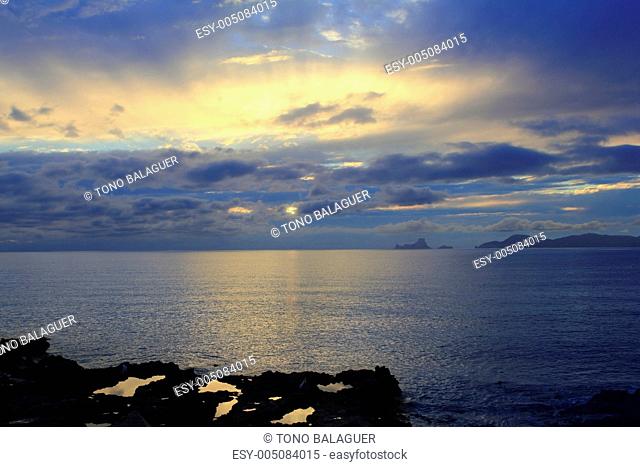 sunset Formentera Ibiza Island Es Vedra horizon