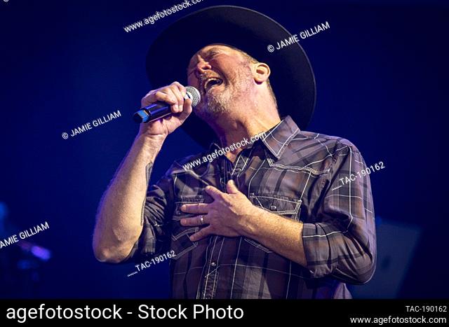 American singer-songwriter Tracy Lawrence performs at Still Playin' Possum - George Jones Tribute at Propst Arena on April 25, 2023 in Huntsville, Alabama