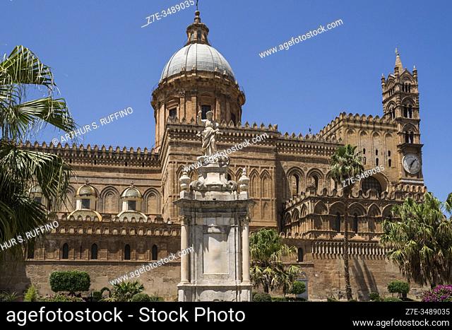 Saint Rosalia Monument, patron of Palermo, Palermo Cathedral, Palermo Cathedral Square, Palermo, Sicily, Italy, Europe