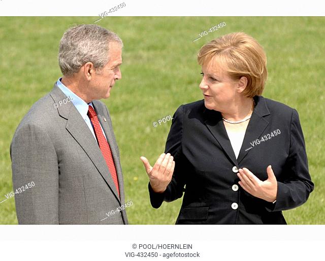 G - 8 meeting of the state leaders at Heiligendamm Germany american president George W. Bush and german chancellor Angela Merkel  - Heiligendamm
