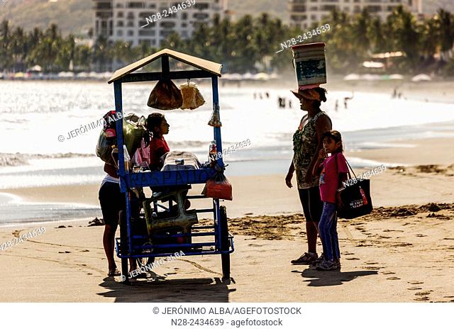 Vendor. Manzanillo beach. Pacific Ocean. Colima. Mexico
