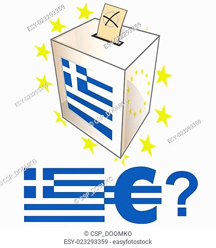 greek election day with urn on whit