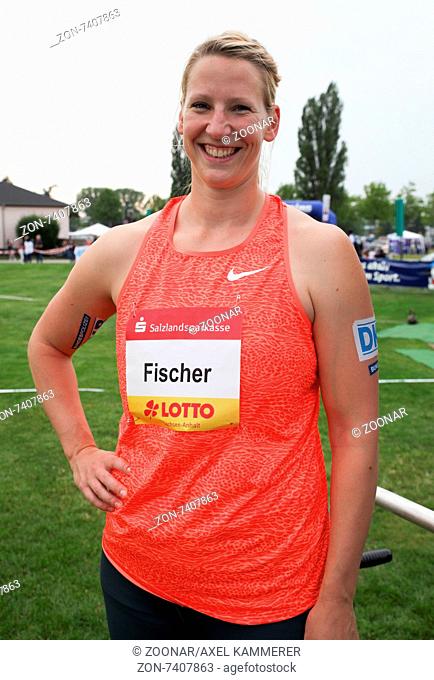 Diskuswerferin Julia Fischer (SCC Berlin) beim 10. Solecup Leichtathletik 26.06.2015 in Schönebeck/Elbe