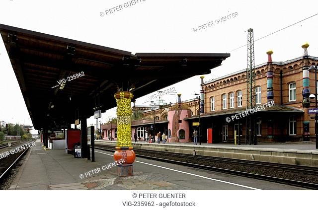 Railway station by Austrian artist Friedensreich HUNDERTWASSER in Uulezen, Germany. - UELZEN, GERMANY, 26/10/2004