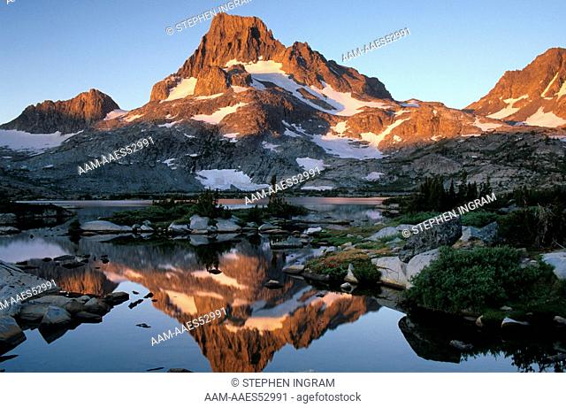 Banner Peak (12, 945') reflected in 1000 Island Lake, Ansel Adams W.A., CA California