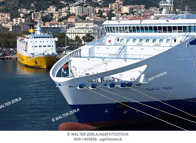 Ships in the harbor at Bastia, Corsica, France