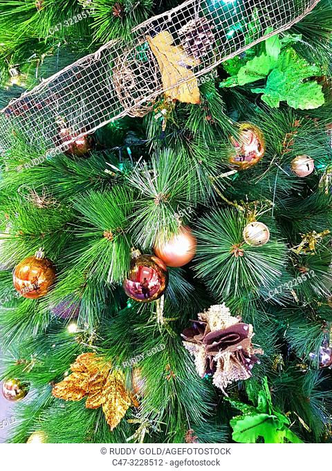 Christmas decoration on a pine tree