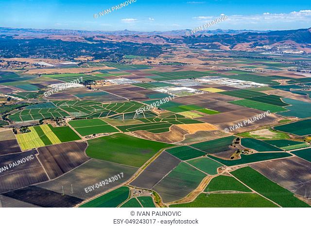 Pacific coast of California with farmland close to the cities of Salinas and Monterey. The picture was taken in the early July