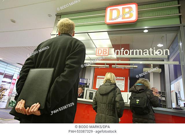 A DB counter at Altona Station in Hamburg, Germany, 05 November 2014. Germany's train drivers' union 'Gewerkschaft Deutscher Lokomotivfuehrer (GDL)'