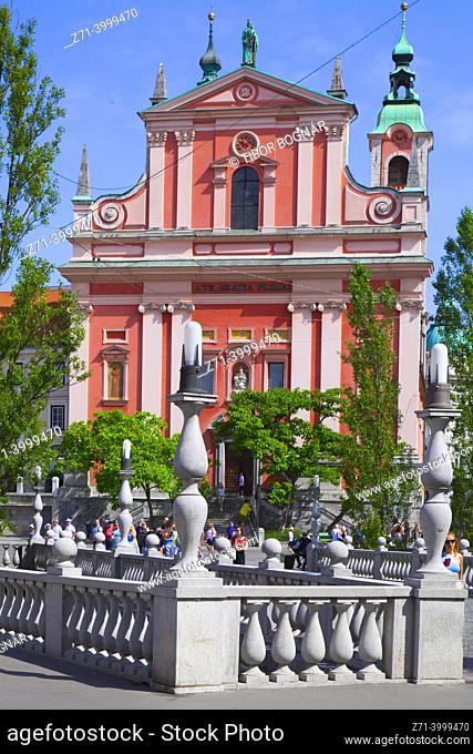 Slovenia, Ljubljana, Franciscan Church, Triple Bridge,
