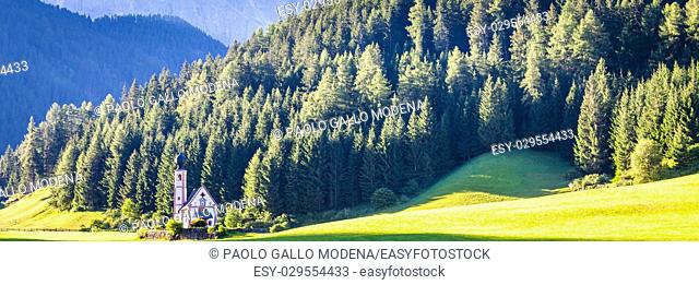 St Johann Church, Santa Maddalena, Val Di Funes, Dolomites, Italy