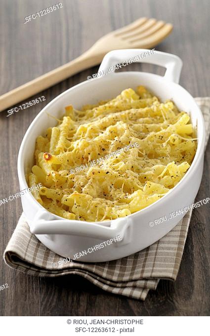 Noodle gratin with cheese