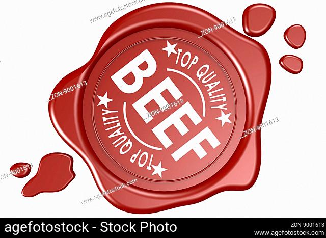 Top quality beef label seal isolated image with hi-res rendered artwork that could be used for any graphic design