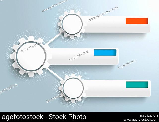 Infographic design with network gears and banners on the gray background. Eps 10 vector file