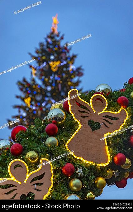 Christmas tree on Old Town Square in Prague, Czech Republic