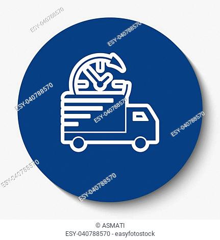 Delivery sign illustration. Vector. White contour icon in dark cerulean circle at white background. Isolated