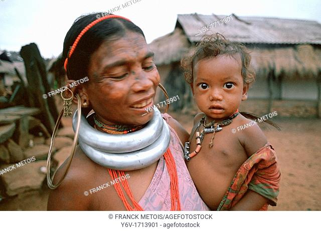 Mother and son. They belong to the Gadaba tribe. Orissa, India