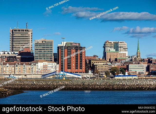 Canada, New Brunswick, Saint John, skyline from Saint John Harbour